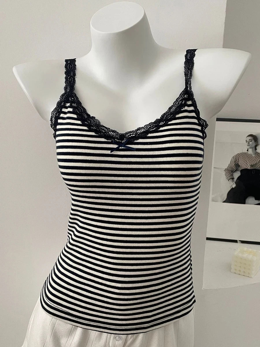 Floral Lace Bow Crop Tank