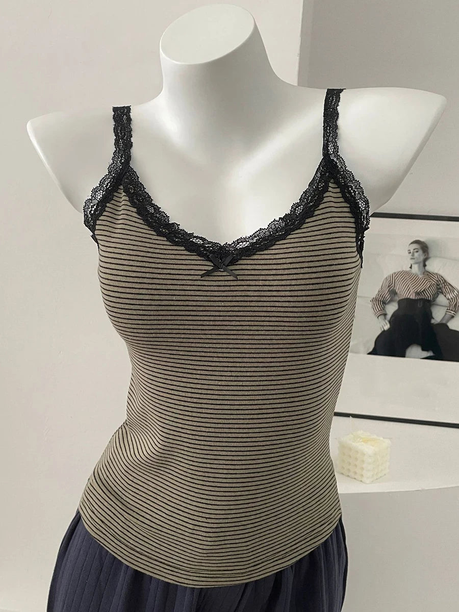 Floral Lace Bow Crop Tank