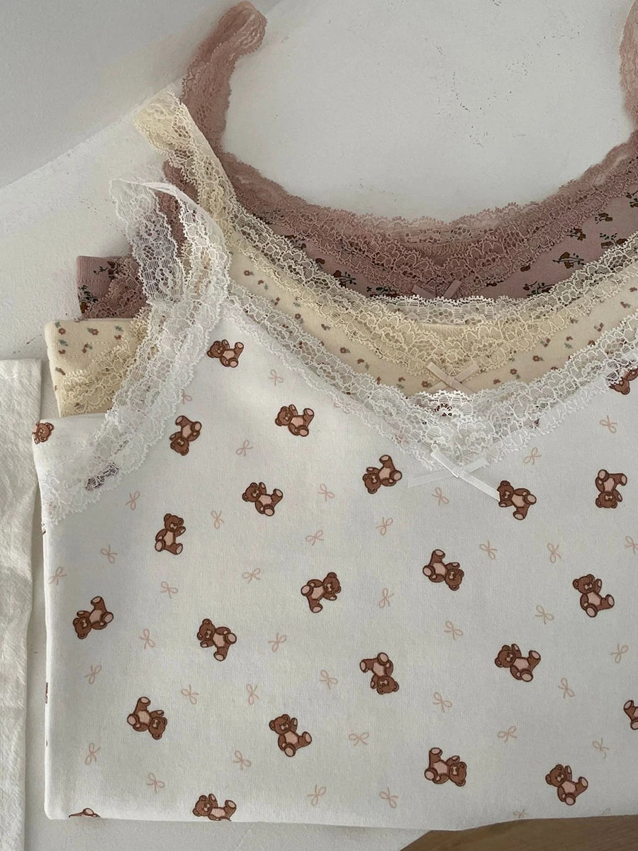 Floral Lace Bow Crop Tank