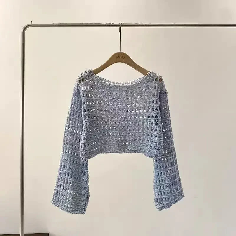 Crochet Knit Long Sleeve Cover Up