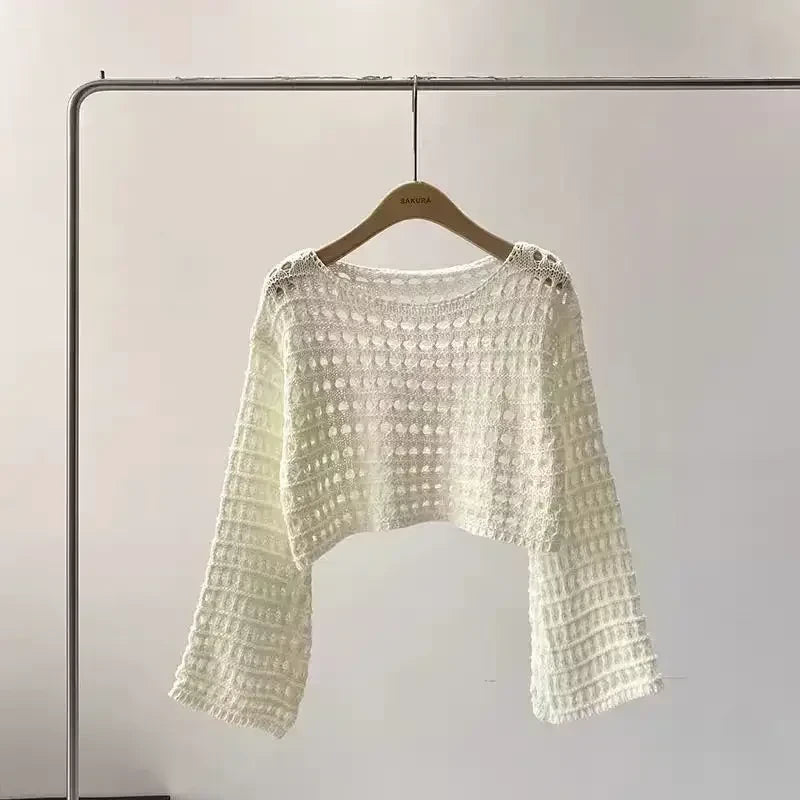 Crochet Knit Long Sleeve Cover Up