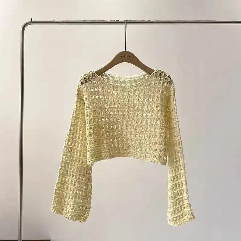Crochet Knit Long Sleeve Cover Up