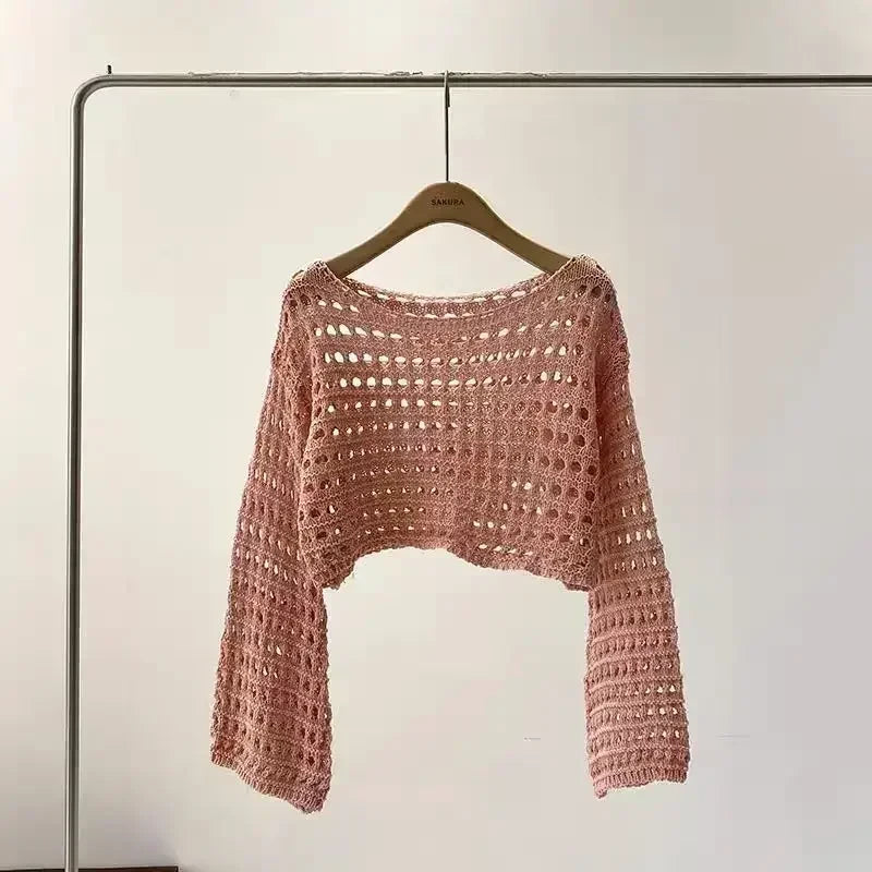 Crochet Knit Long Sleeve Cover Up
