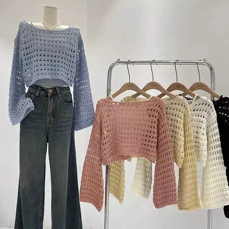 Crochet Knit Long Sleeve Cover Up