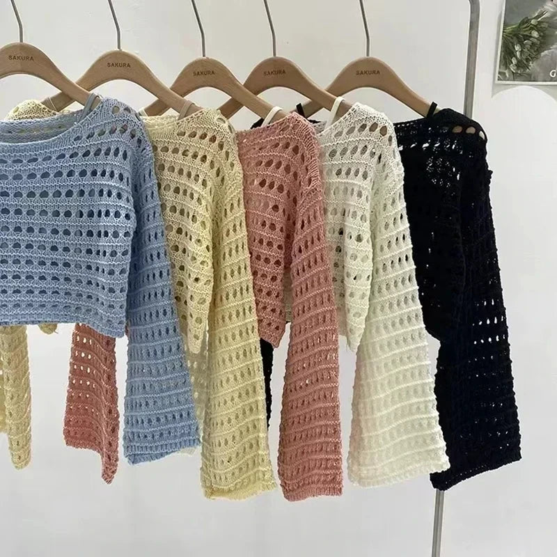 Crochet Knit Long Sleeve Cover Up