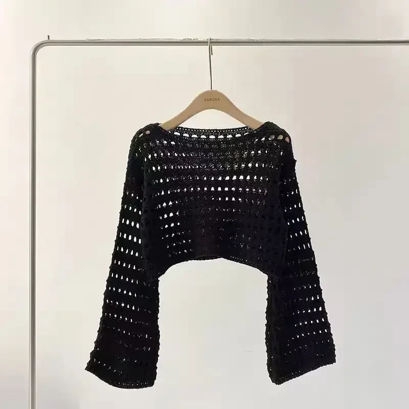 Crochet Knit Long Sleeve Cover Up